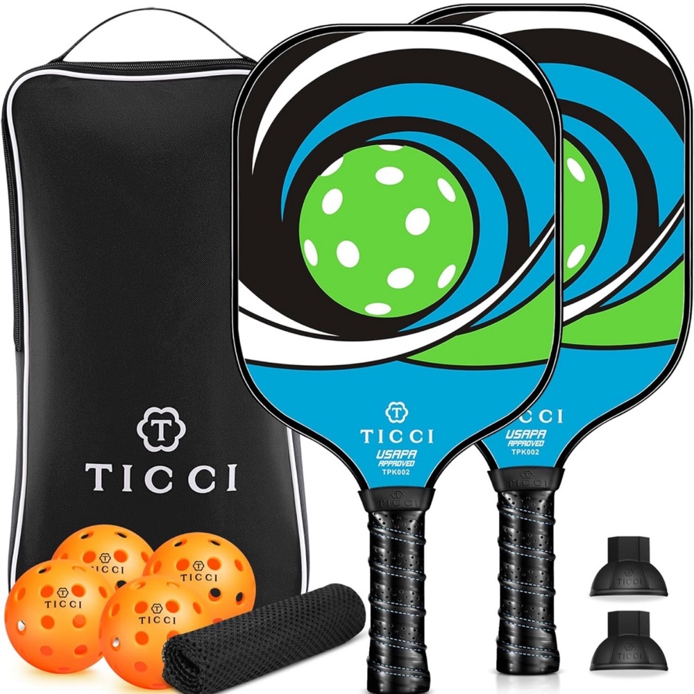 $89.99 TICCI Pickleball Paddle set,USAPA Approved Premium Graphite Set GreenBlue